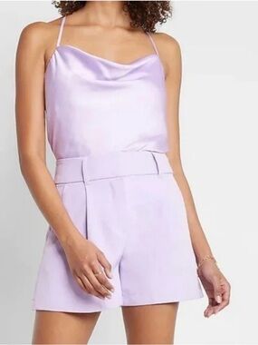 Express Lilac Lavender Satin Racerback Cowl Neck Cami